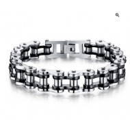 PULSERA CADENA MOTO PLATA/NEGRO