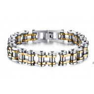PULSERA CADENA MOTO PLATA/ORO